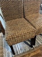 2 rope chairs w/ matching rug