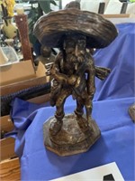 12" Chucho statue - wood base and heavy metal