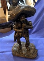 11" Chucho statue - wood base and heavy metal