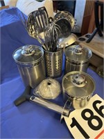 Stainless steel canister set, kitchen utensils,