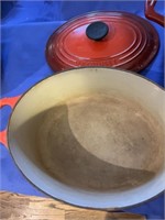 Southern Living iron pan w/lid and LeCrueset iron