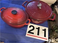 Southern Living iron pan w/lid and LeCrueset iron