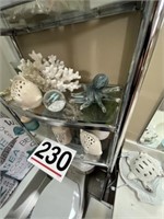 All bathroom accessories and shelving, pictures,