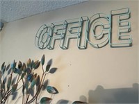 Metal tree and office sign