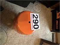 Orange pottery barrel w/glass top
