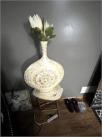 Large mosaic vase and free standing table
