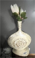 Large mosaic vase and free standing table