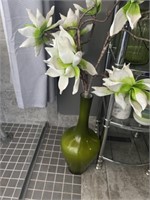 Bathroom rack w/contents - vases, green jars etc