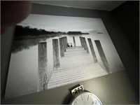 3 pictures - large one canvas and wall clock