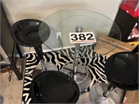 Glass top cafe table w/ 3 adjustable chairs