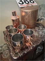Copper drink set - ice bucket, shaker and