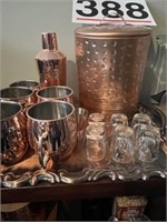 Copper drink set - ice bucket, shaker and