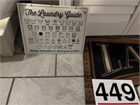 Rug runner, laundry rubber mats and sign