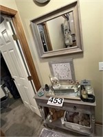 Hall table, mirror, clock, pictures and all