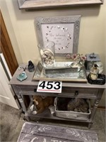 Hall table, mirror, clock, pictures and all