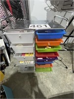 14 drawer rolling rack w/contents