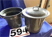 Enamel strainer stock pot w/lid