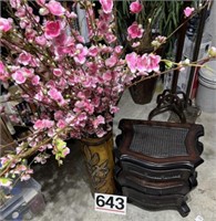 3 drawer dresser and lg vase w/flowers