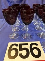 18 ruby and crystal wine glasses