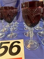 18 ruby and crystal wine glasses