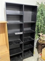 2 - 74"T black shelves and 1 - 2 drawer cabinet