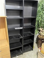 2 - 74"T black shelves and 1 - 2 drawer cabinet