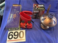 BBQ tool set , Binoculars, Lamp & sm Heater
