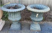 Pair of Painted Iron Outdoor Planters