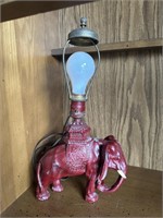 Vintage Heavy Red Metal Elephant Lamp Base