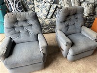Pair of Blue Swivel Rocker Recliner Chairs