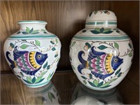 Pair of Fish Urn & Vase