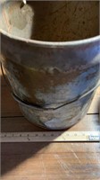 Cream can, galvanized bucket, and funnel