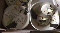 Hand painted Red wing plates, and bowls
