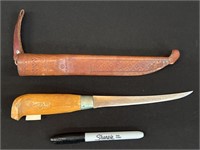 Finland Wood Handle Filet Knife W. Sheath