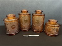 Vintage Amber Indiana Glass Canister Set  Tiara