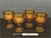 4 Vintage Indiana Glass Amber Juice Glasses
