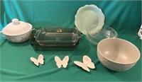 Box of Bowls, Fire King Pie Plates, Baking Dishes