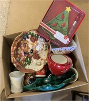 Box of Christmas Dishes & Platters