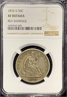 1876-S Silver Seated Liberty 50C NGC XF-Details