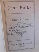 Just Folks by Edgar Guess, autographed, 1917