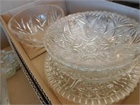 Clear Glass Vases, Bowls, Platters (2 boxes)