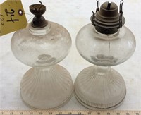 (2) OIL LAMPS, MISSING PARTS