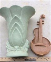 RED WING VIOLIN PIECE, AND A VASE