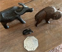 (3) wood carved animals