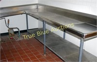 STAINLESS STEEL L SHAPED PREP STATION WITH LOWER S