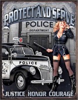 New Police Protect & Serve Tin Sign