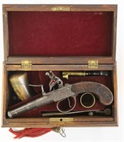 Antique Ketland Box-Lock Turn-Off Pistol, Cased