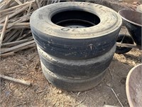 (3) 22.5 Semi Tires and (2) Rims