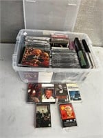 Cassettes and cds in tote