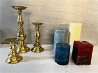 Solid brass 3 candle holders and four candles